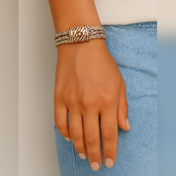 Silver and Gold Two Tone Y2K Rope Bracelet - Picture 7 of 8